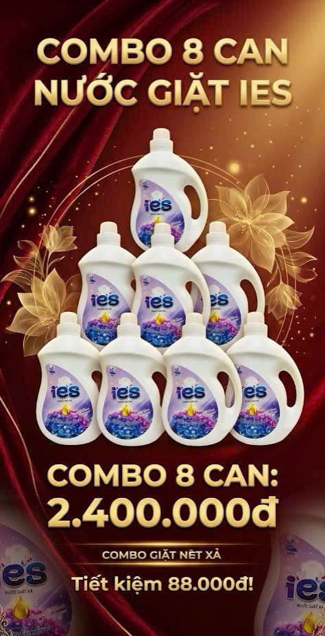 Combo Nước Giặt Xả Sinh Học IES Hương Lavender - 8 Can